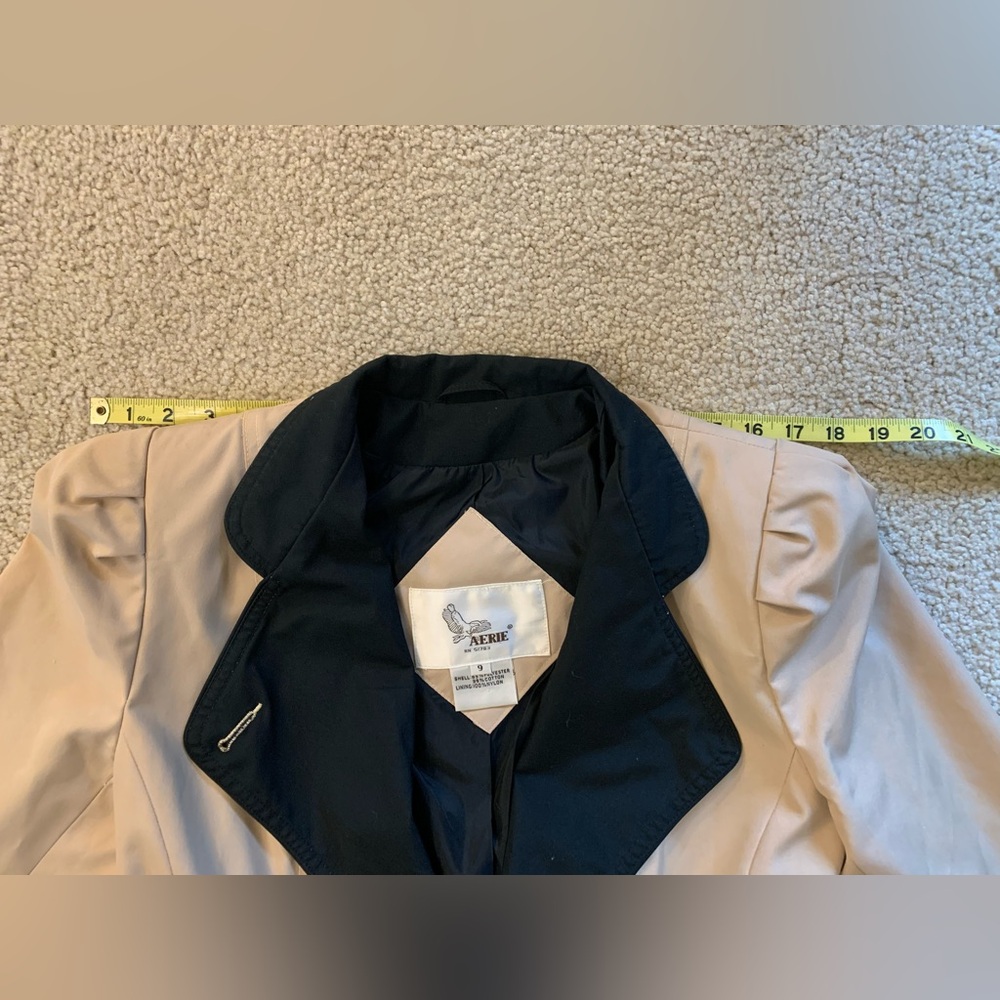 Vintage 80s Tan and black wrap trench coat.  (Small) - Picture 7 of 15